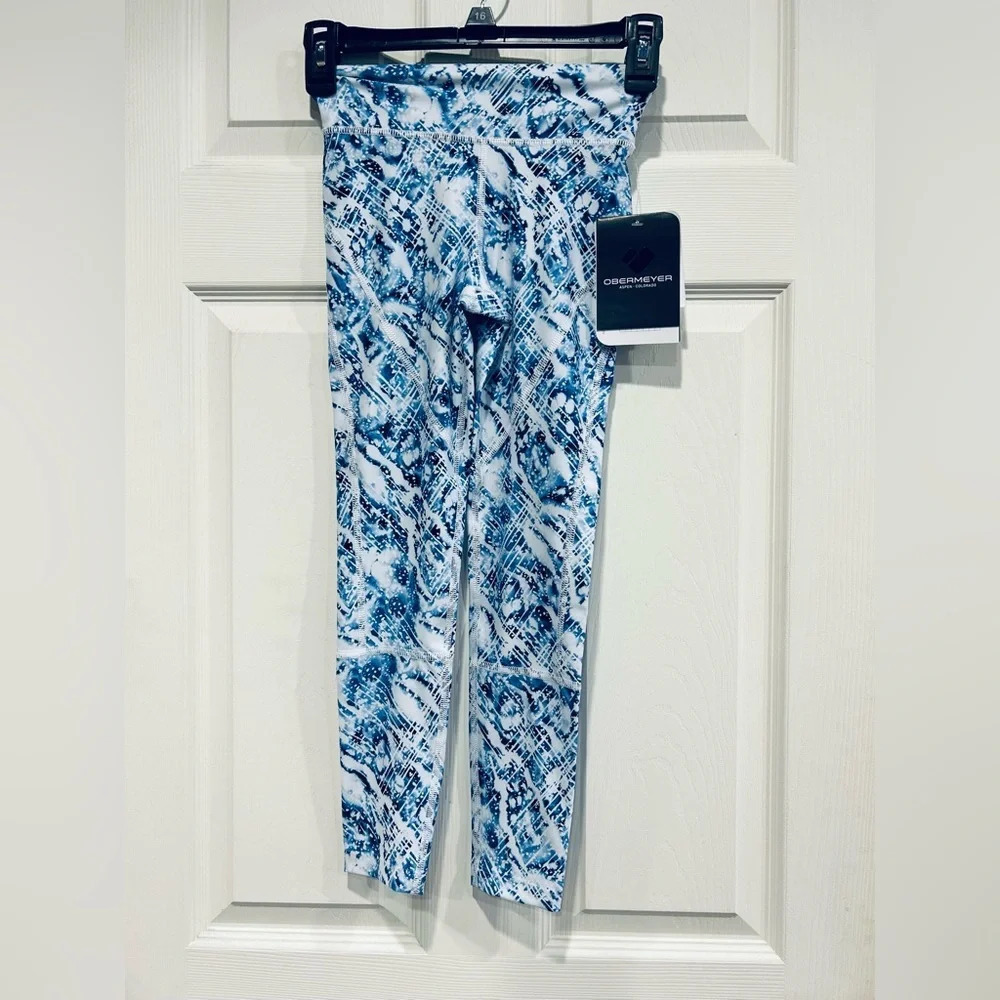 Obermeyer Girls XS Courtnay Base Layer Leggings Long Underwear NWT Blue White